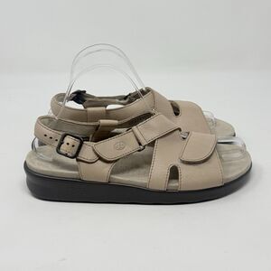 SAS Huggy Sandals Womens 9.5 N Narrow Tan Beige Brown Leather Strappy Comfort